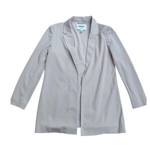 ONLY Tailoring Loose Blazer Open Front Neutral Taupe Workwear Minimalist Size M